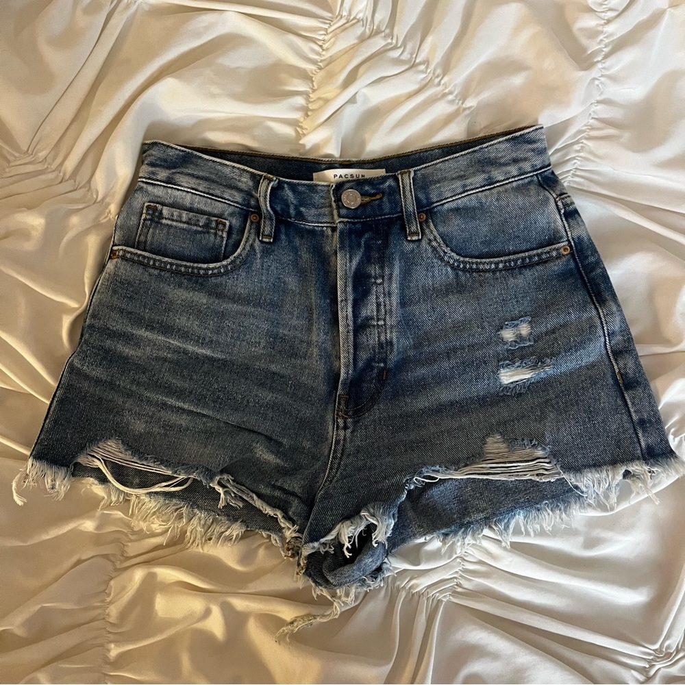 pacsun ripped high waisted jeans shorts